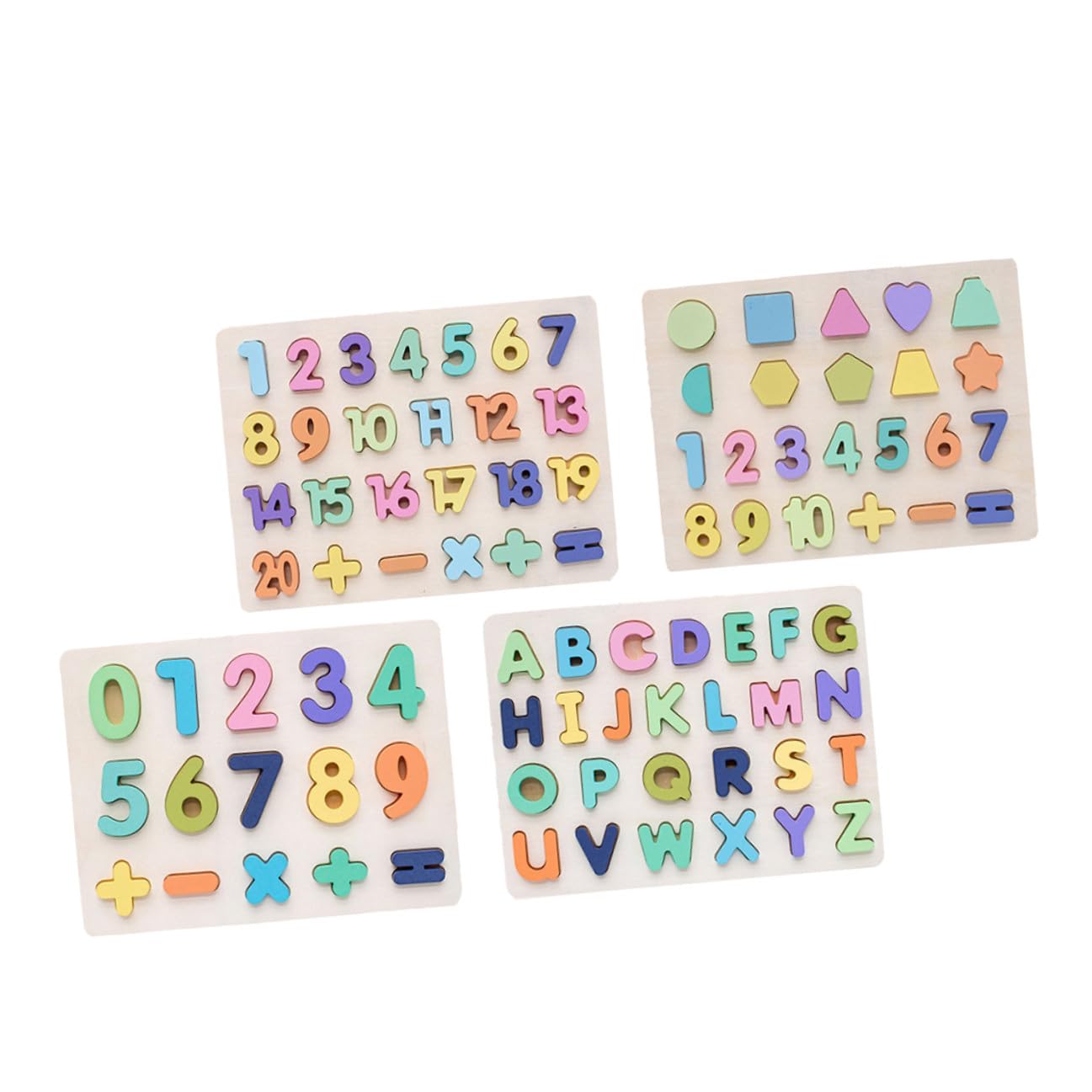 Puzzle Educativi per Ragazzo Ragazza Lettere e Numeri in Materiale Sintetico, Set da 4 Pezzi Colorati per Riconoscimento Precoce e Sviluppo Cognitivo