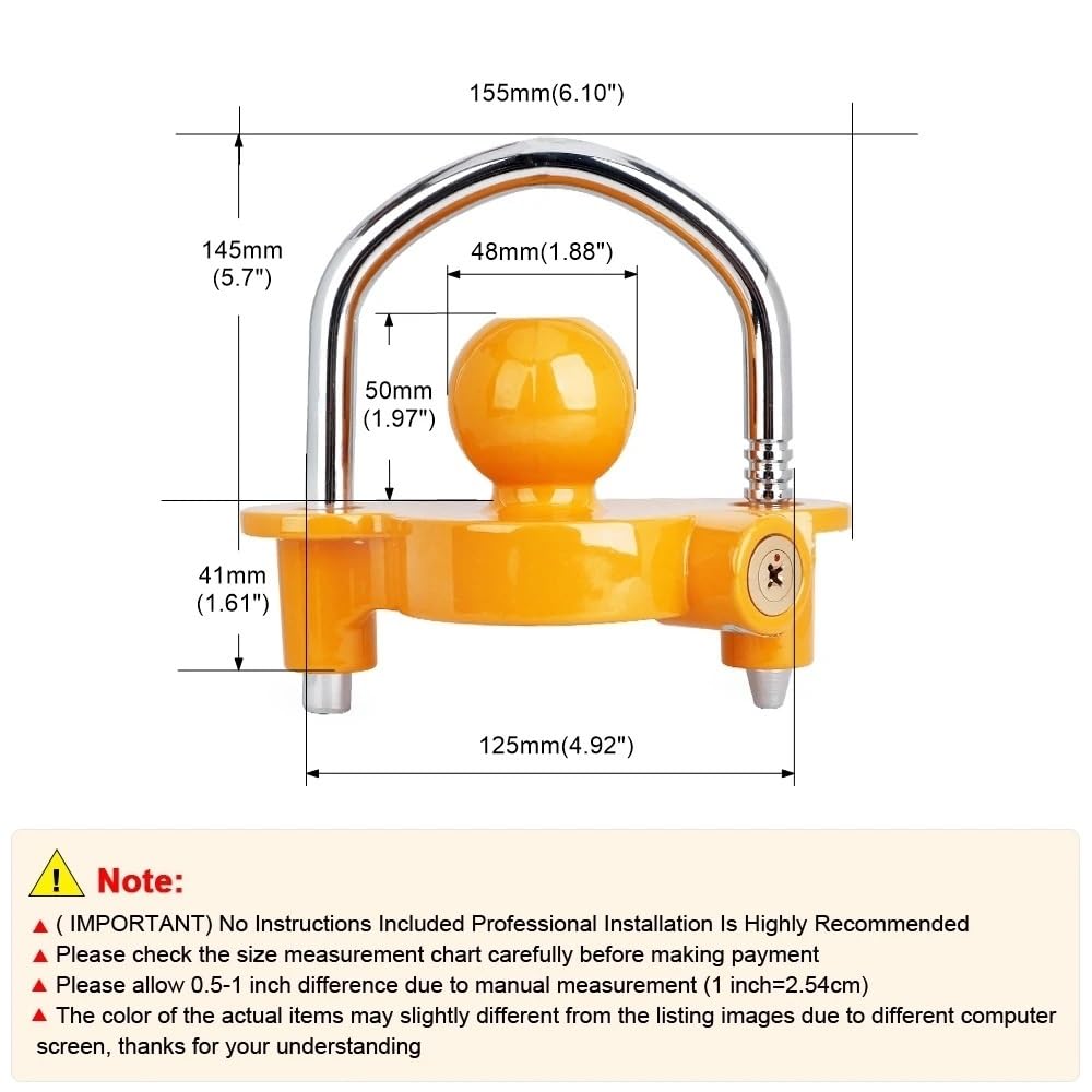 Remolque Coche Acoplamiento de Bola para Remolque con Bloqueo en Forma de U, Universal, Resistente, antirrobo, para Caravana, Accesorios para Remolque Bola Remolque