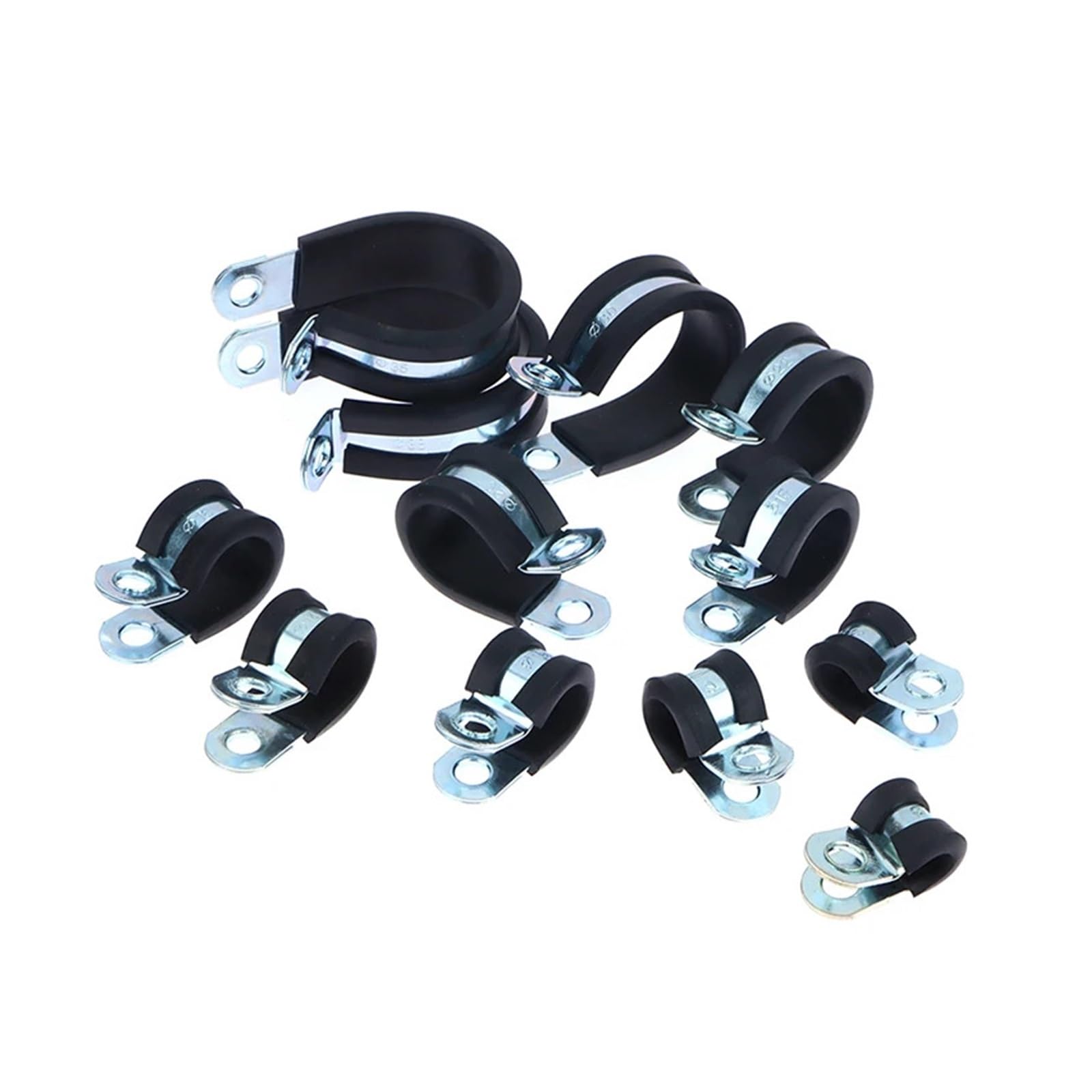 2 abrazaderas de tubo P con revestimiento de goma de acero inoxidable 304.