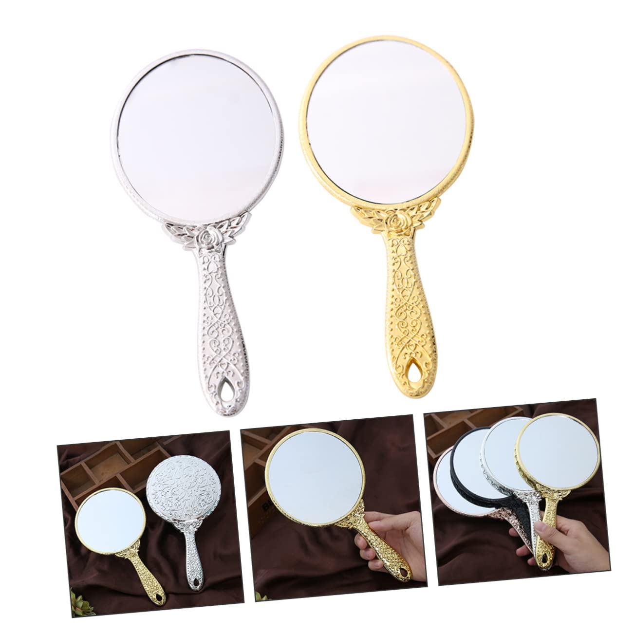 minkissy Espejo de tocador de 12 Piezas, Espejo de Aumento con luz, de Escritorio, Vintage, de Viaje, de Maquillaje, de, de peluquería, de Viaje