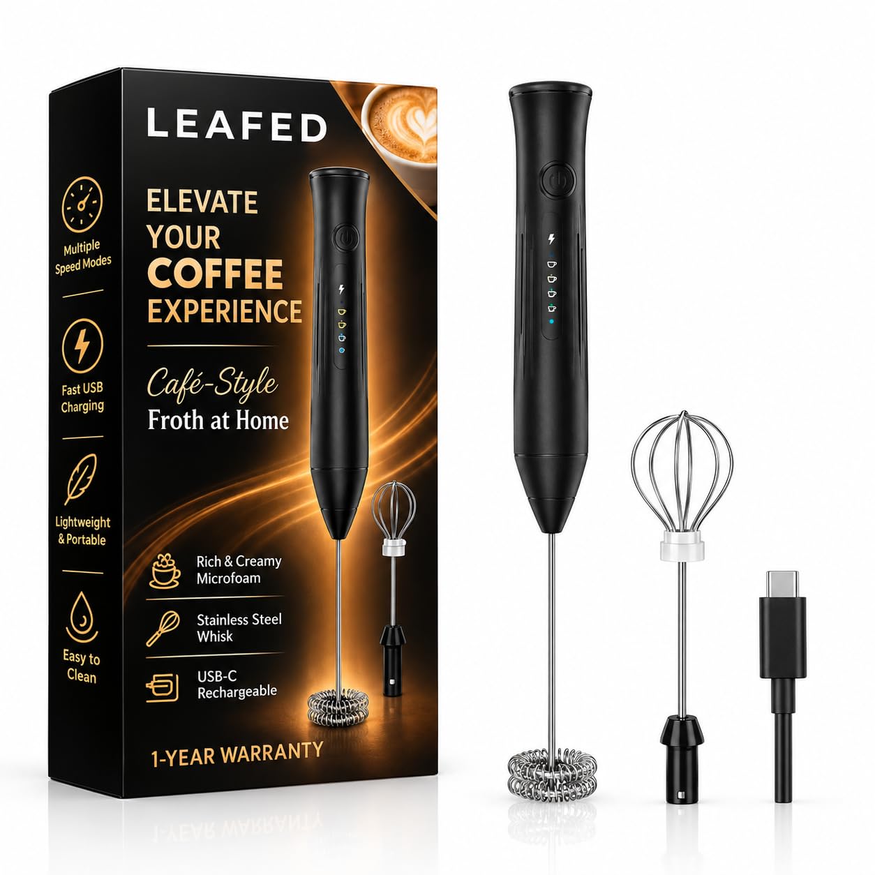 Rechargeable Milk Frother - Café Quality Foam -8