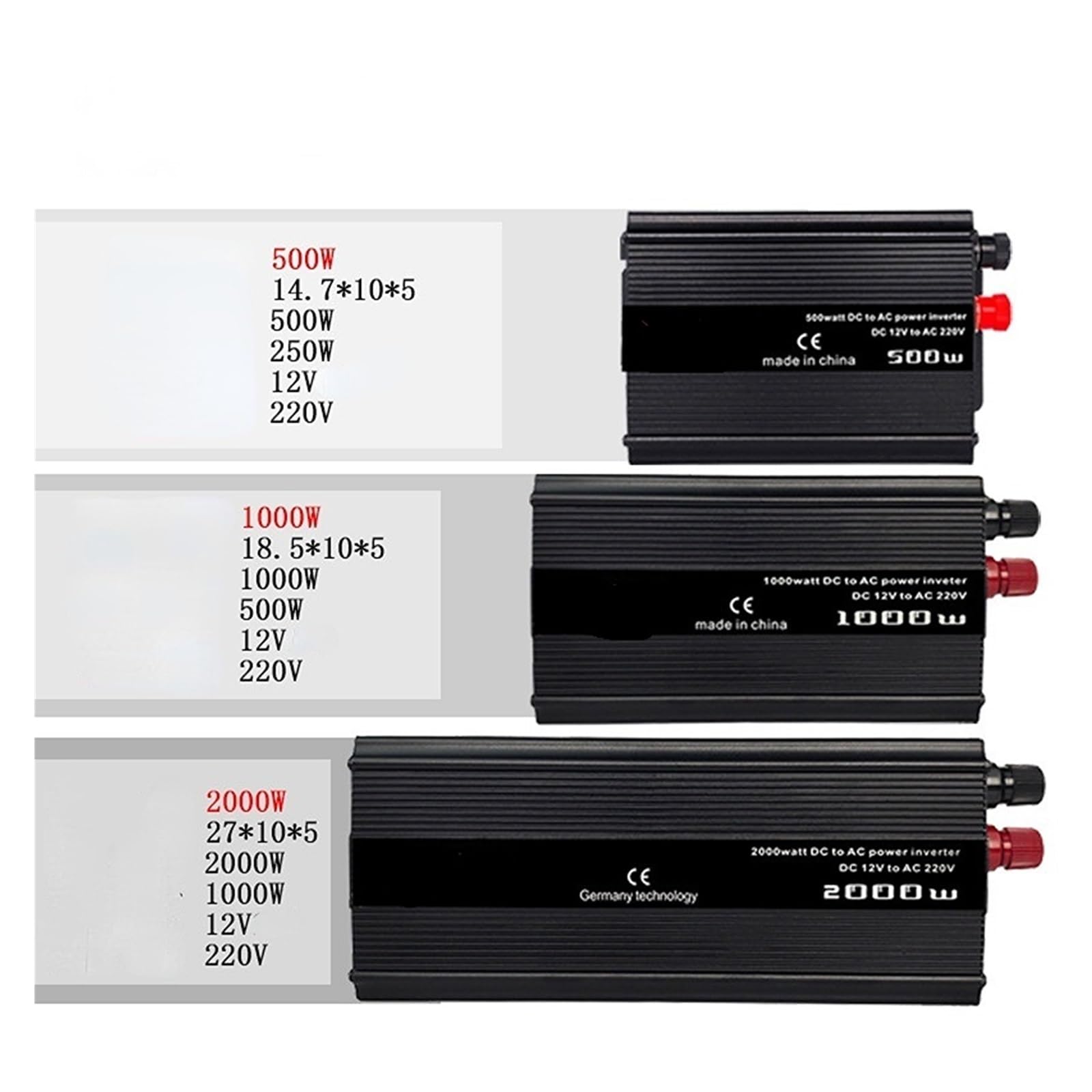 Solar Inverter 12v 220v 500W 1000W 2000W DC AC Przenośny Transformator Napięcia Konwerter USB Samochód(1000w)