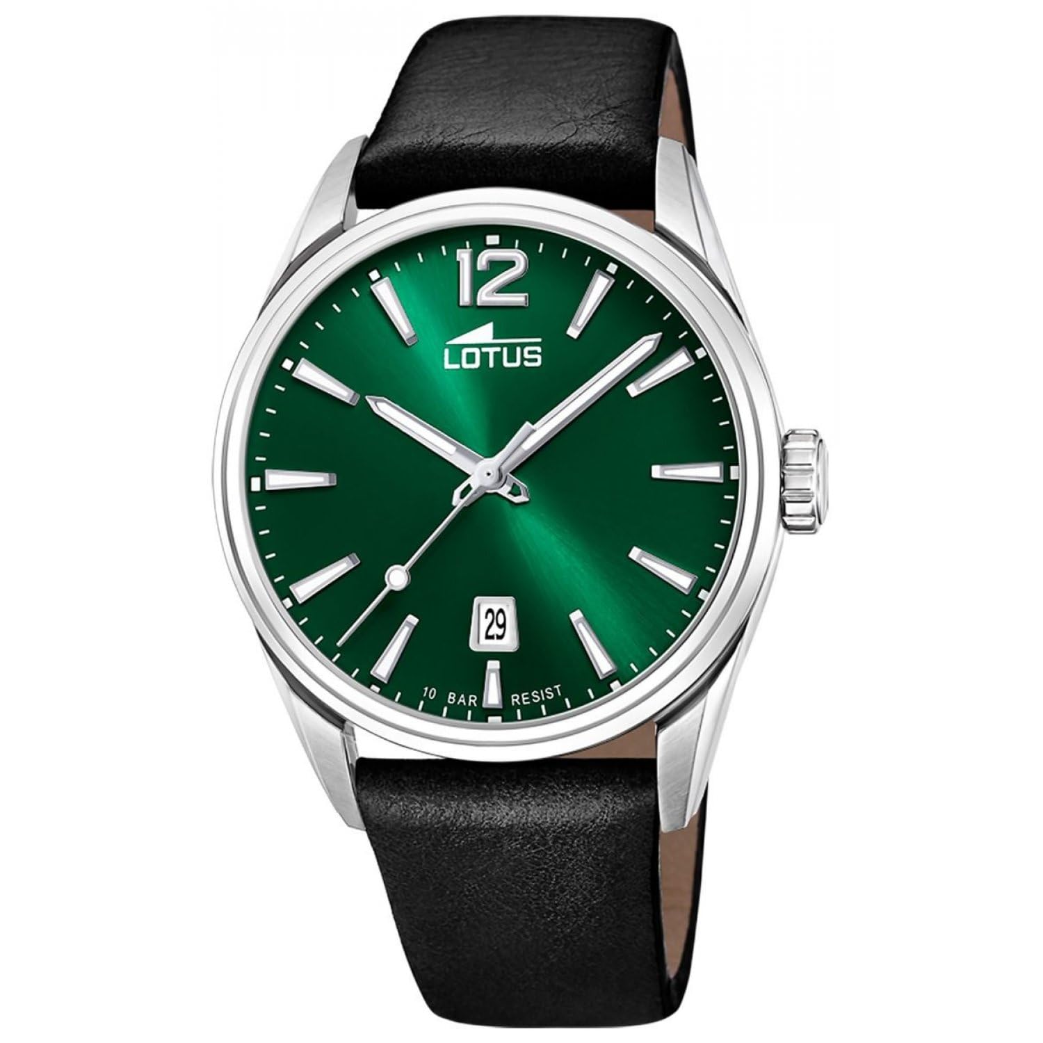 LOTUS Orologio Uomo Analogico in Acciaio Inossidabile e Pelle Nero | Movimento al Quarzo, Calendario, Vetro Minerale ad Alta Resistenza, Impermeabile 10 ATM Classico 18693/4 Minimalist
