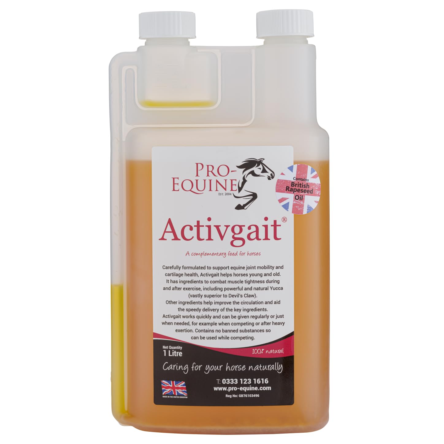 Pro-Equine Activgait 1 litre, muscle and joint horse feed supplement.