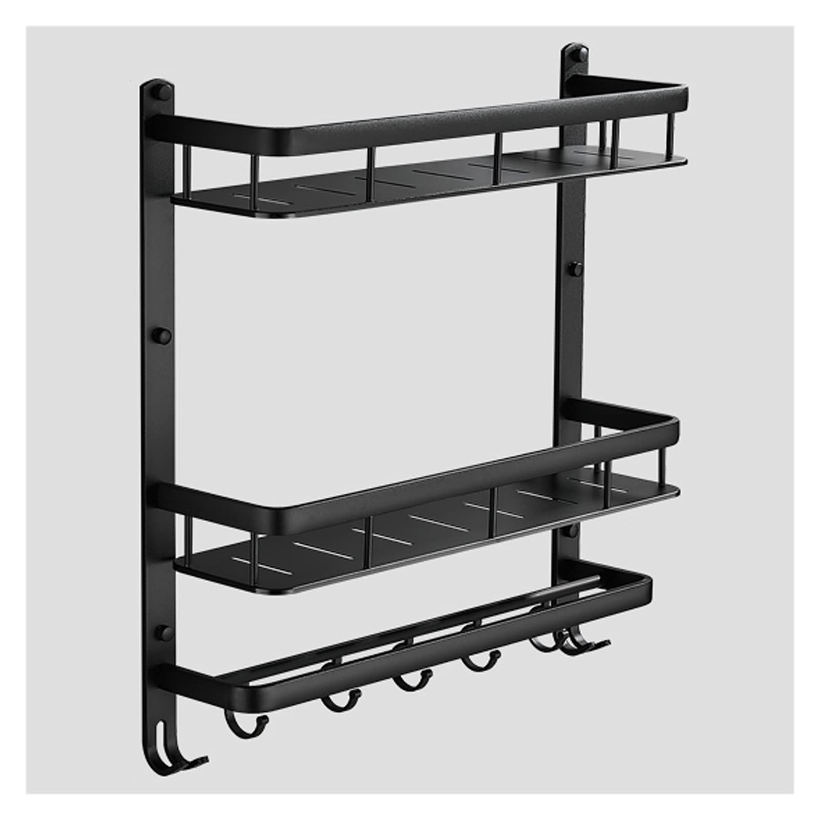 TOMYEUS Shower Caddy Bathroom Shelf 2 Tier Bathroom Shelf Wall Mounted with Towel Hooks Wall Mounted Shelves Holder