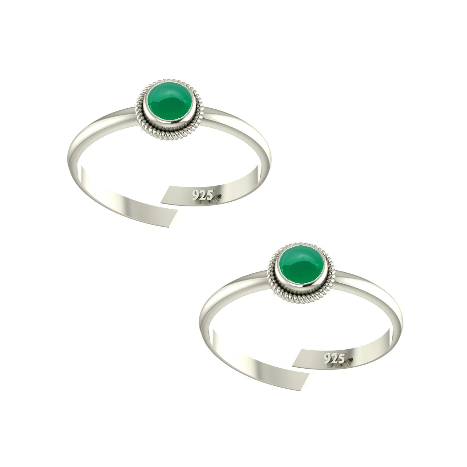 925 CZ Silver Green Onyx Toe Rings (Leg Finger Rings) In Pure 92.5 Sterling Silver For Women | Toe Rings for Women and Girls | Chandi Bichiya-image-34