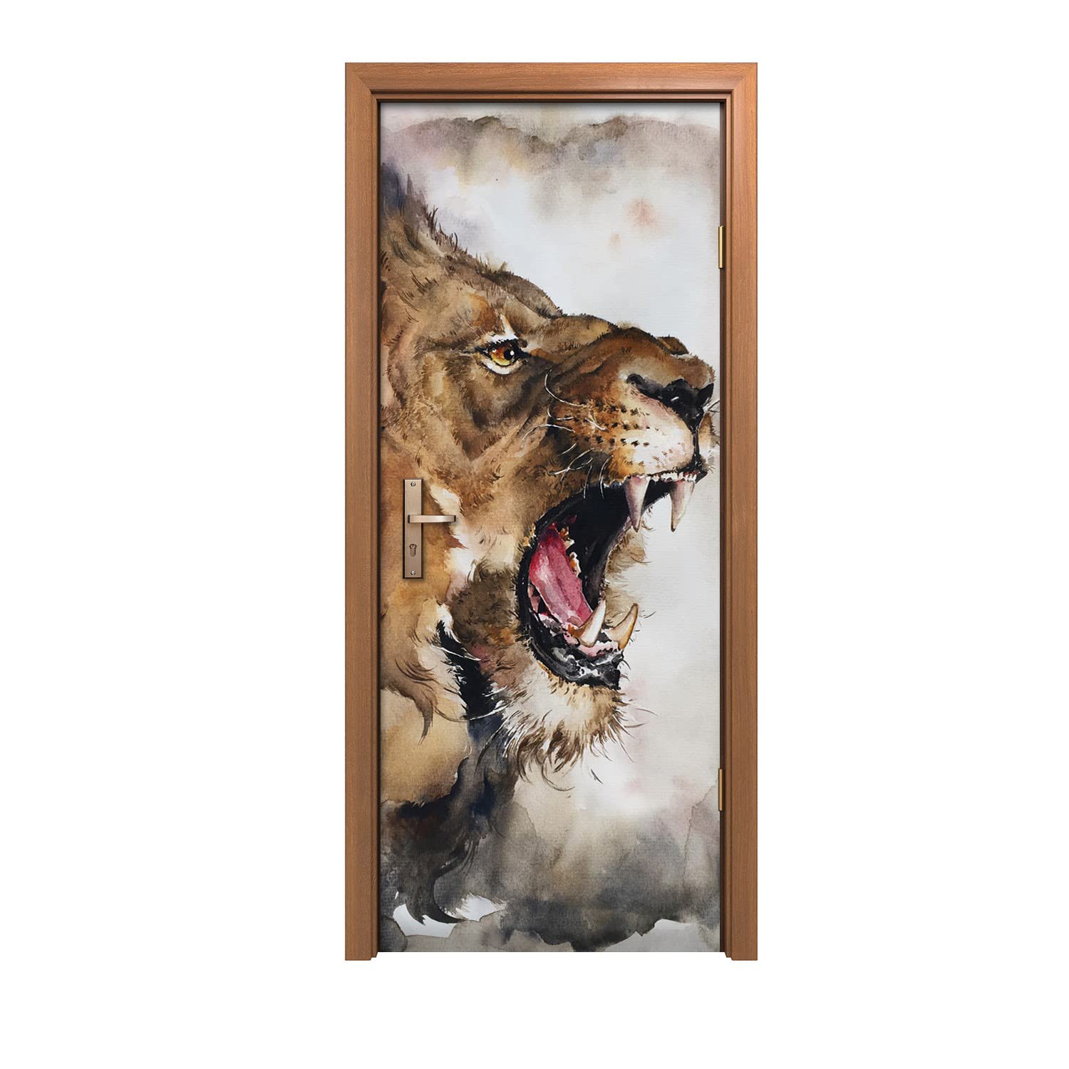 Autocollant de porte lion Coloray pour relooker une porte abîmée 90x200