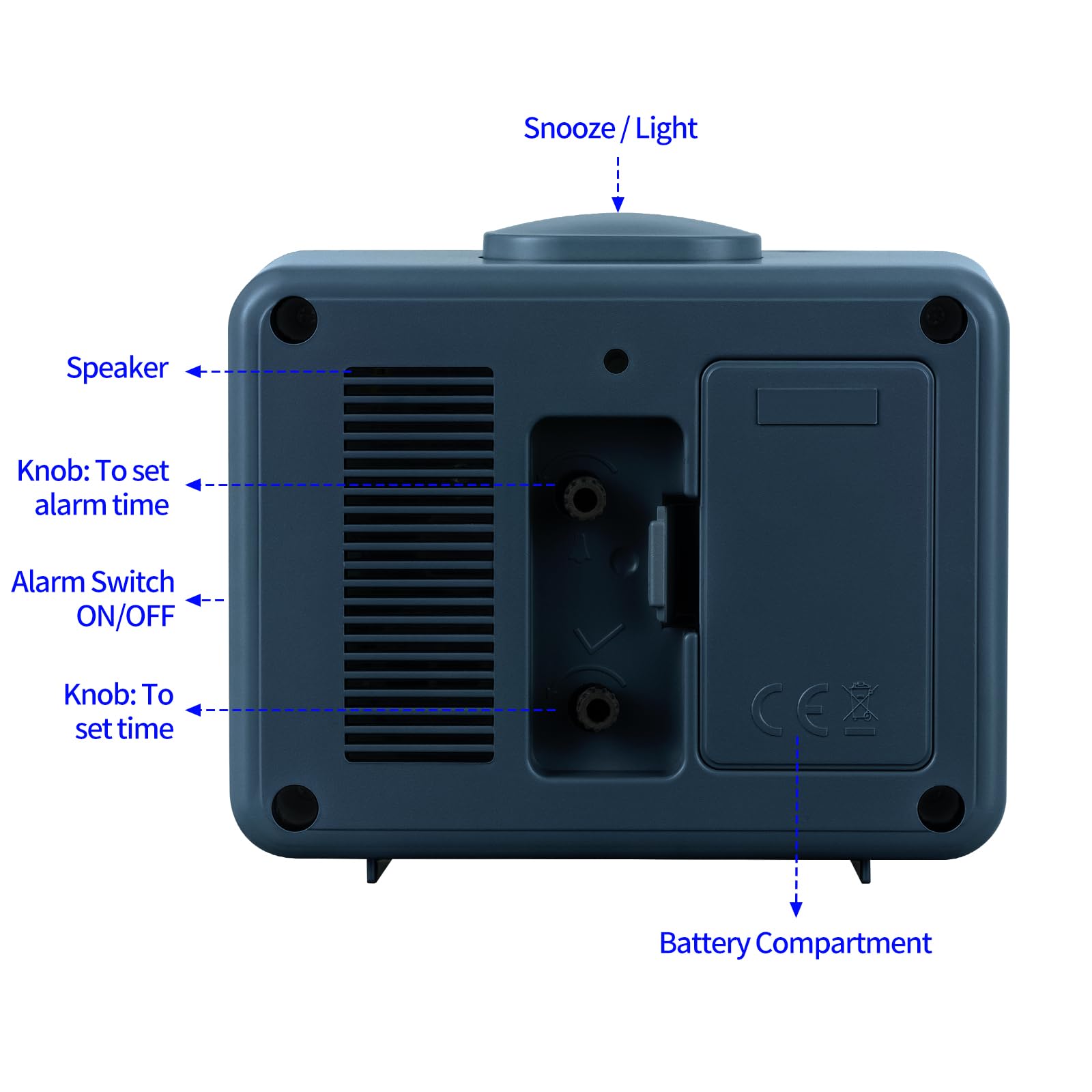 Reloj despertador analógico para dormitorio, silencioso, sin tictac, iluminado bajo demanda y repetición, sonidos de pitido ascendente, funciona con pilas, diseño retro, fácil de configurar