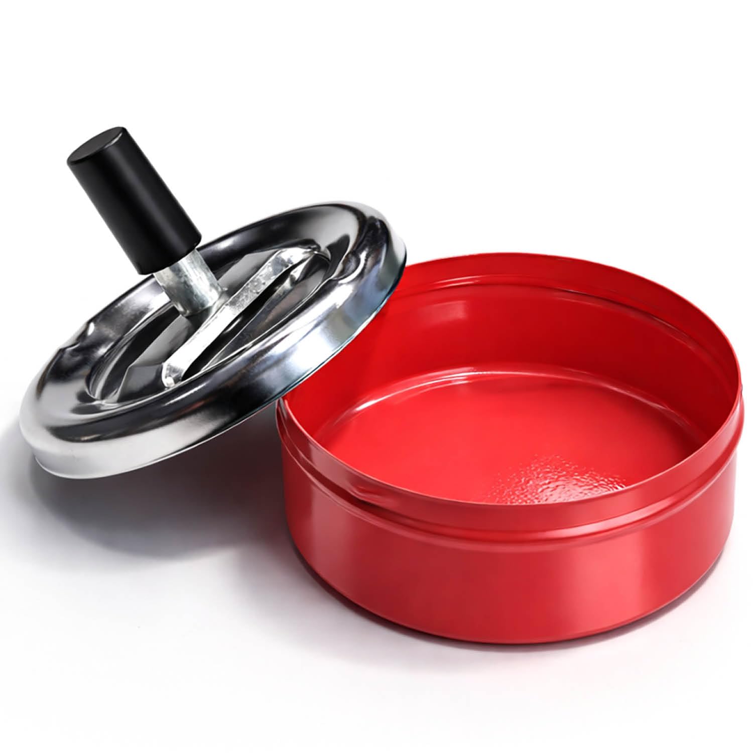 com-four® 2 popielniczki obrotowe metal Ø 9 cm, popielniczka z pokrywa | model ograniczajacy zapachy do uzytku wewnatrz i na zewnatrz