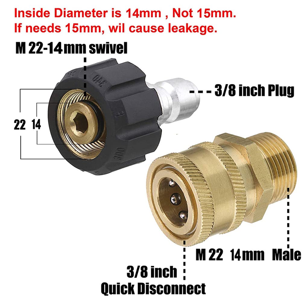 OTNE 8 adattatori per idropulitrice, tubo da giardino, attacco rapido M22 girevole a 3/8 Quick Connect, 3/4 a sgancio rapido