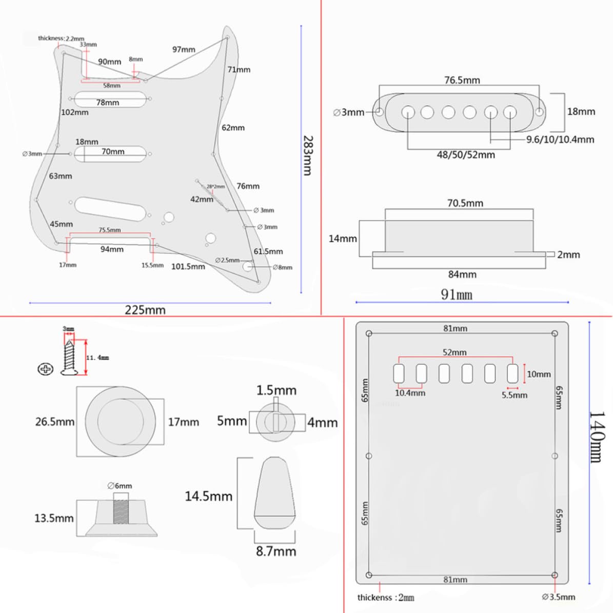 St Blanco Kit de Guitarra Eléctrica Gp502 6 Cuerdas DIY