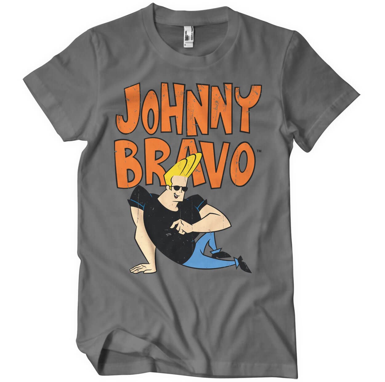 Johnny Bravo Officially Licensed Mens T-Shirt (Dark Grey), Medium