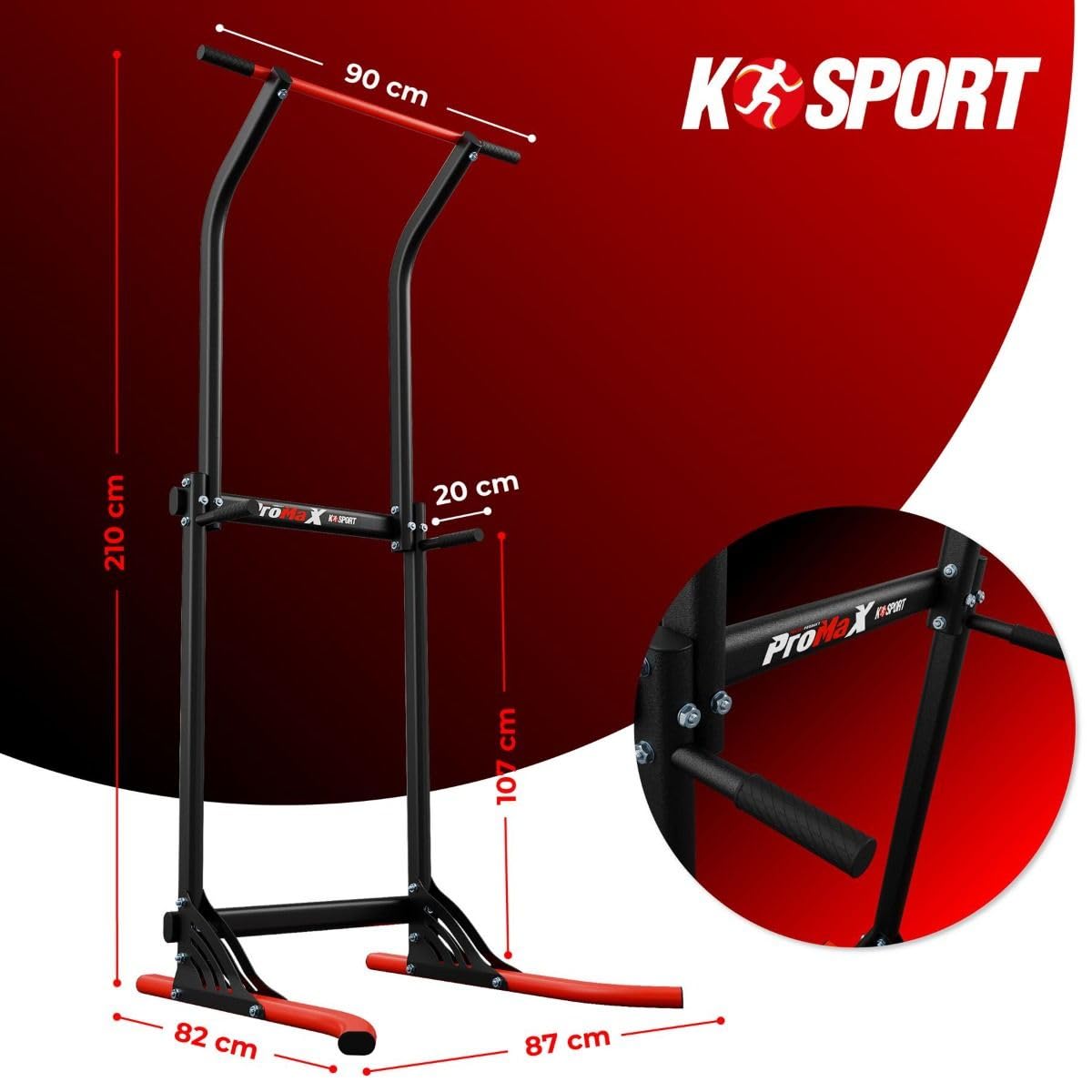 K-Sport: Power Tower Attrezzatura per il fitness | Barra per trazioni autoportante | Torre di forza multifunzionale fino a 150 kg | Torre per il fitness | Power Rack per palestra domestica |