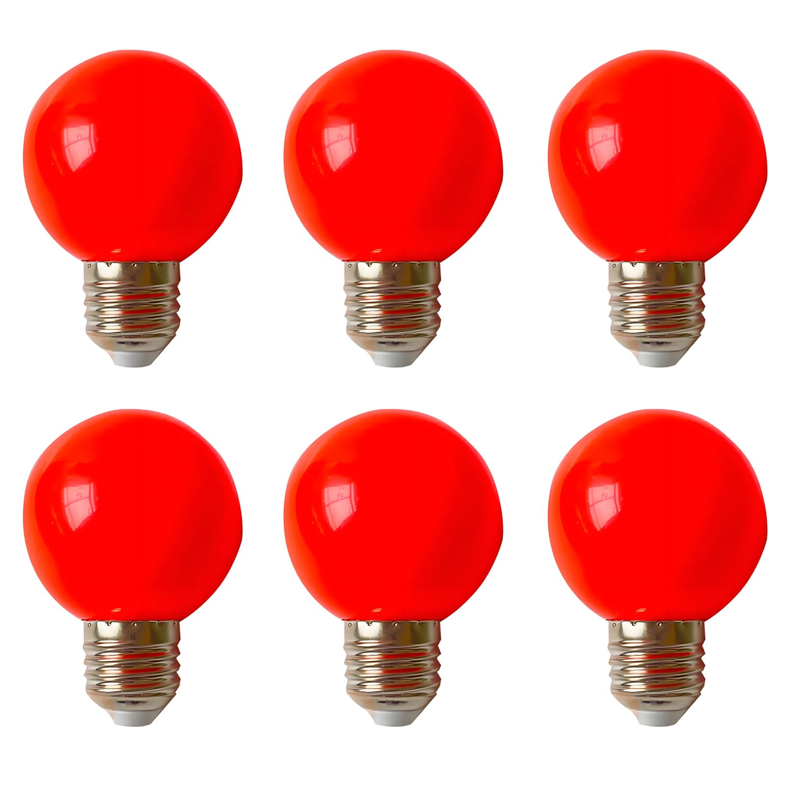 HUAMu E27 Coloured LED Bulbs, 3W G60 Golf Ball E27 Screw, Red led Bulbs for Atmosphere Decoration for Outdoor Indoor String Wedding, Party, Christmas,Pack of 6