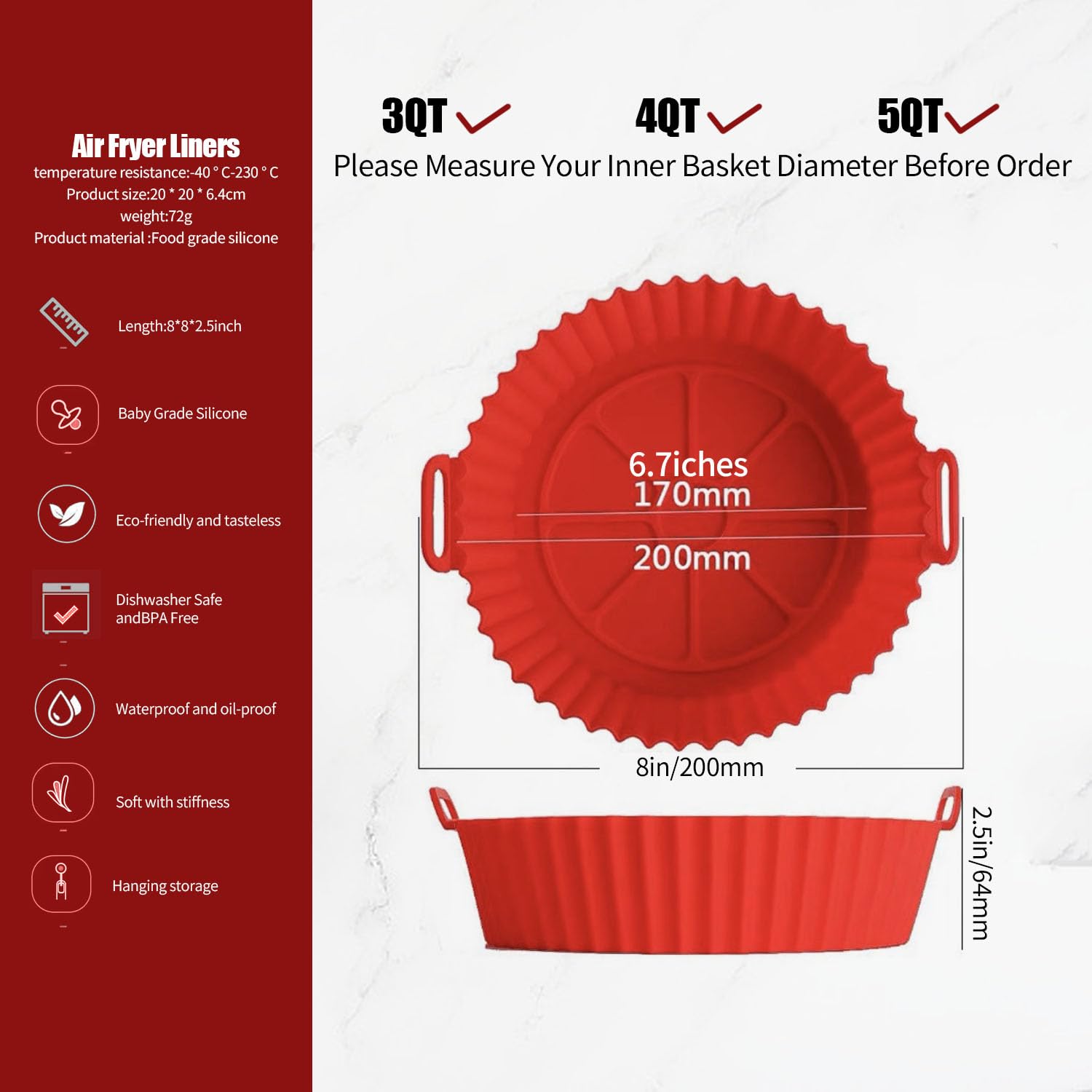 Air Fryer Liners - Reusable Silicone Sheets -2 Air Fryer Liners - Reusable Silicone Sheets -2