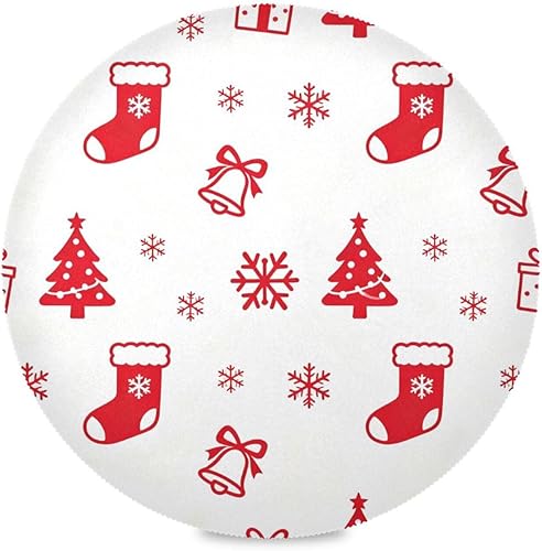 Red Christmas Bell and Sock placemat Round Table Waterproof Table Runner Set of 4 15x15 in manteles para mesa de comedor disponible en Yaxa Colombia