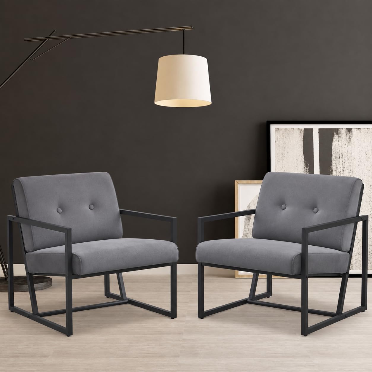 Modern Upholstered Dining Bench with Back, Dark Blue, Set of 2 Set Upon a Sturdy Black Metal Geometric Base Frame with a backrest.-image-20