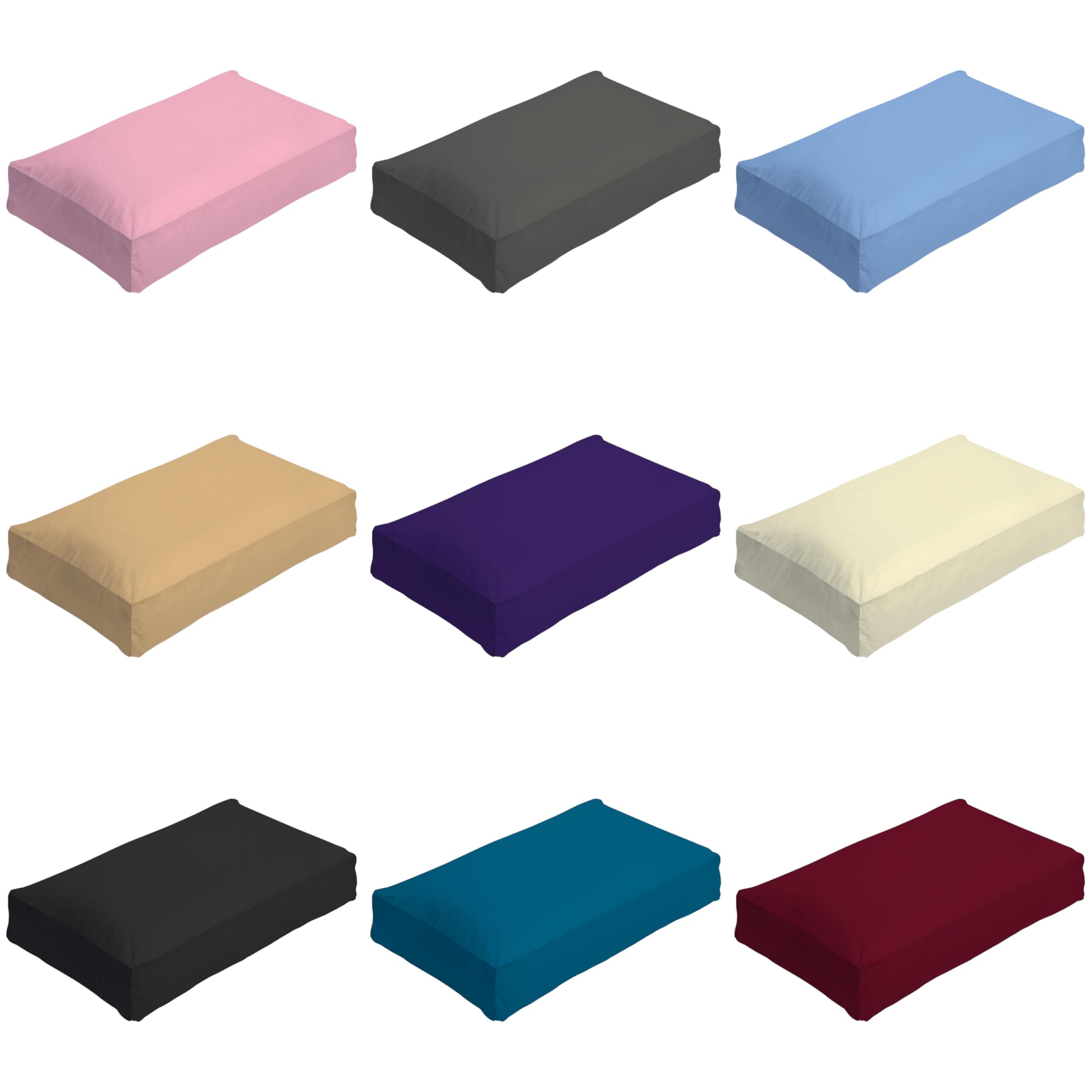 Linen Tribe 2-Pack Box Pillow Cases Soft Poly Cotton Square Edge Anti Allergy Plain Dye Box Pillow Covers 45 x 70 x 8cm Solid 16 Colours (2, White)