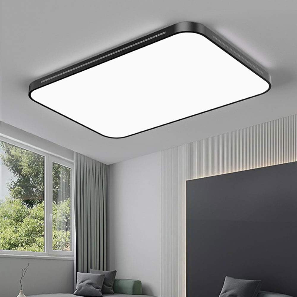 Lampadario Moderno a LED, plafoniera Rettangolare Nera a Incasso, 3 Temperature di Colore dimmerabili, ghiera Laterale da 23,6 Pollici, Adatto per Soggiorno, Camera da Letto, cucin