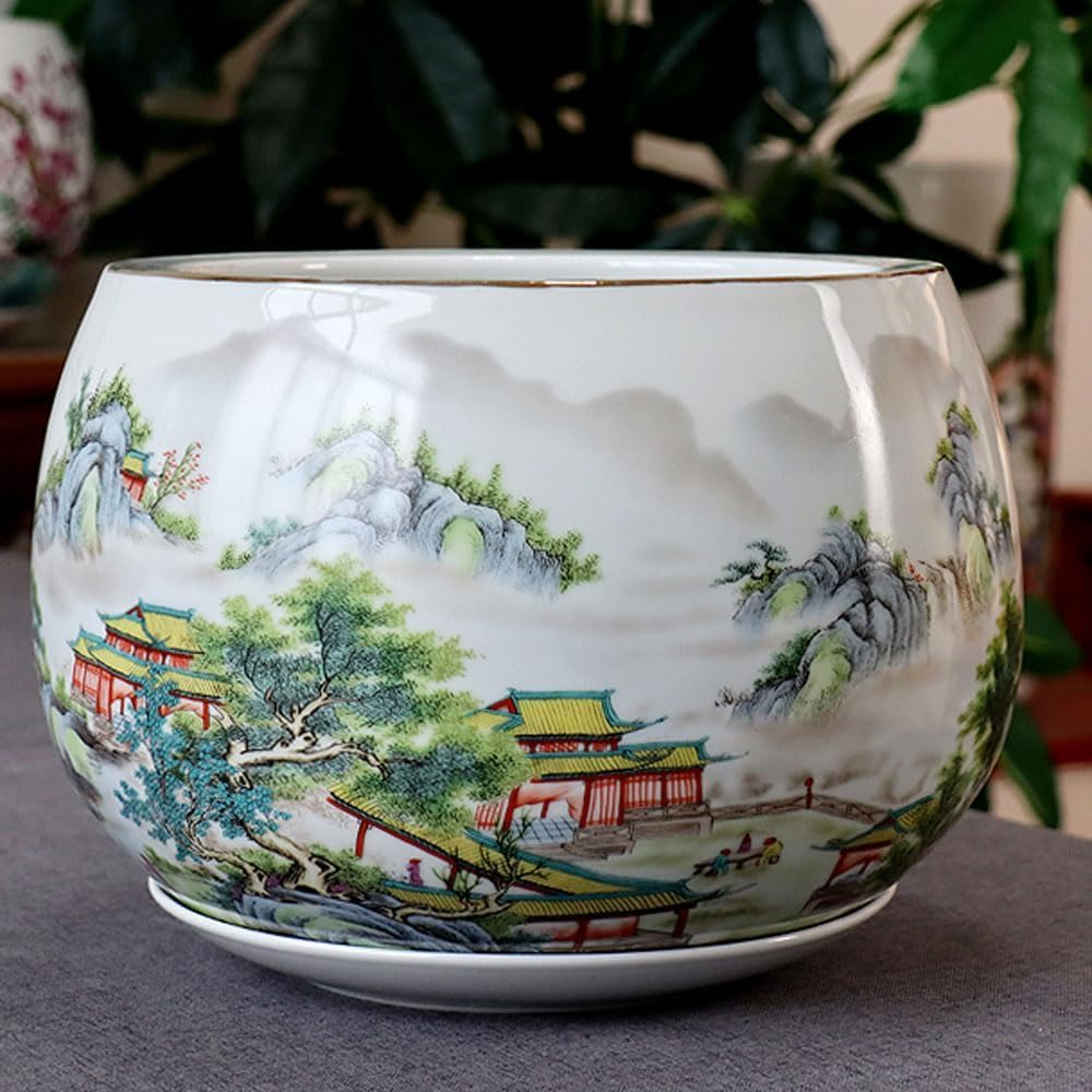 Doniczka z chińskiej porcelany, niebieskie doniczki ceramiczne, niebiesko-biała porcelanowa doniczka, bardzo duża doniczka