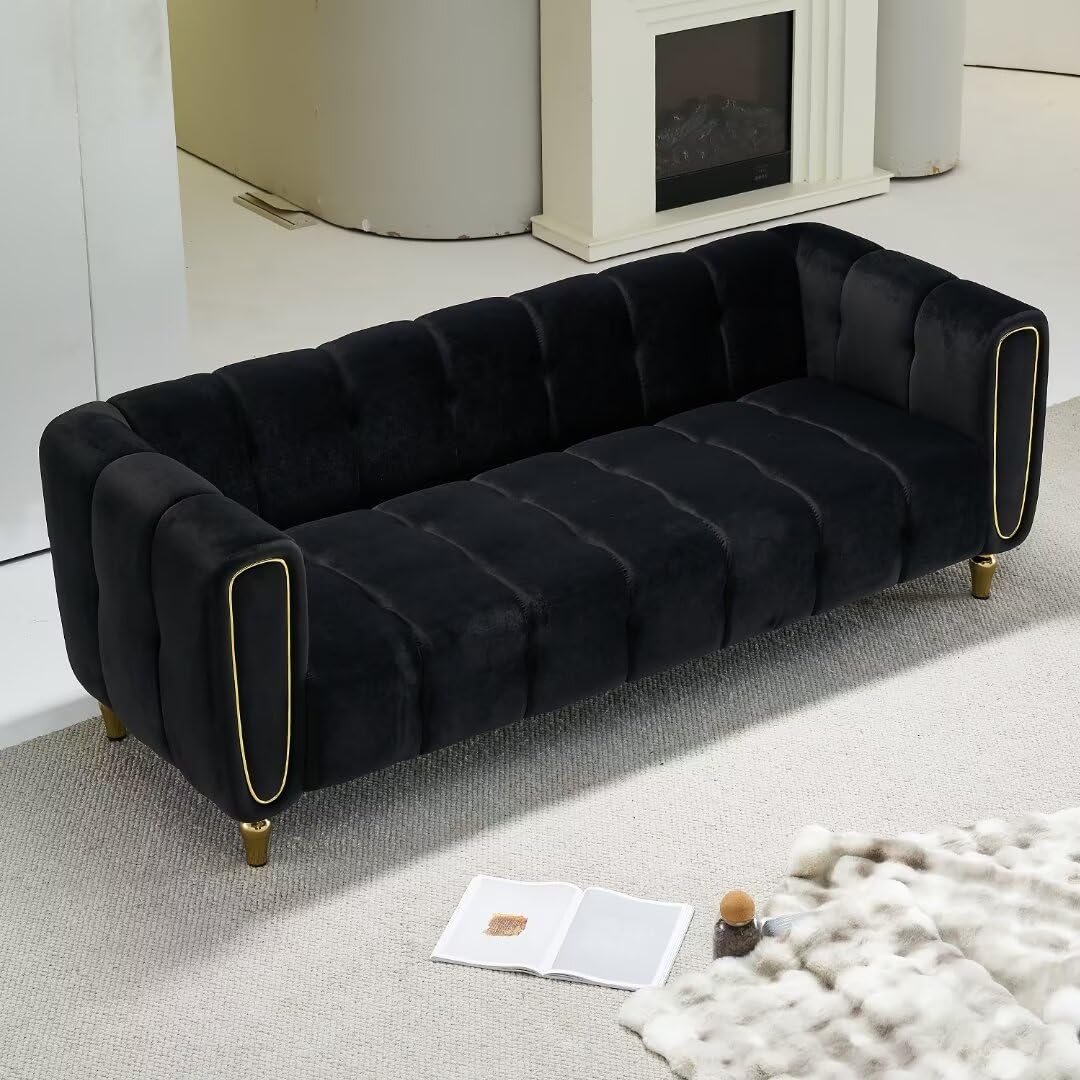 EVERGRATE FURNITURE 83.07" Sofa Couch, Loveseat Sofa, Couches for Living Room, Comfy Velvet Vintage Sofa Futons, Small Couch for Bedroom, Modern Velvet Sofa Couch for Apartment Office