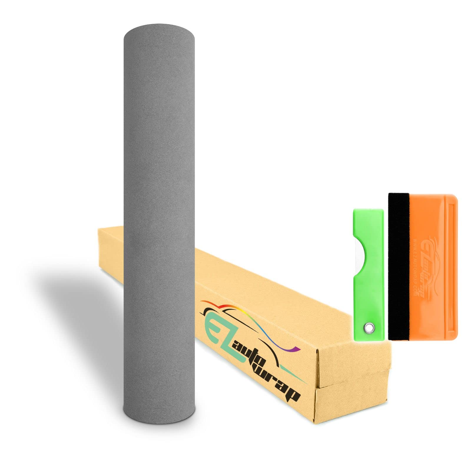 Gray Velvet Suede Vinyl Wrap Furniture Car Sticker Decal Sheet Air Release Bubble Free Peel and Stick Self Adhesive Stretch Free Tool Kit - 12