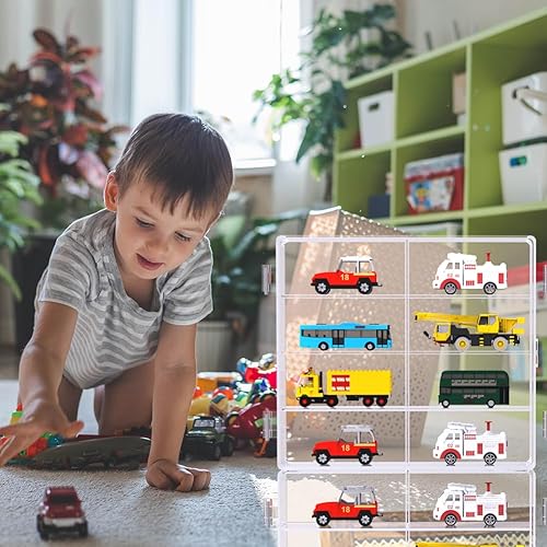 Miniatura 7 de Chordobe Vitrina a escala 164 juego de caja de almacenamiento de acrílico de 4 piezas con capacidad para hasta 32 coches compatibles con Hot Wheels