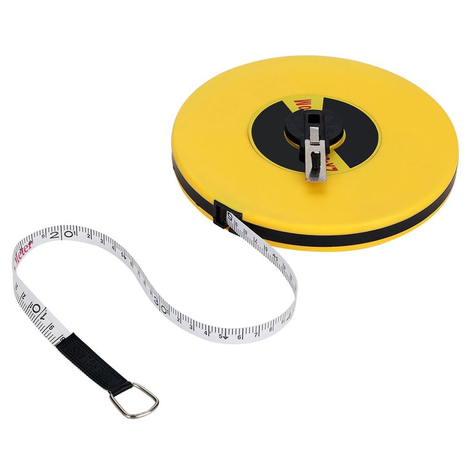 Ruban à mesurer Souple 50m Fibre de Verre Longue règle Enrouleur Outillage avec Double Graduation Pouce et métrique pour ingénieur travaux arpentage