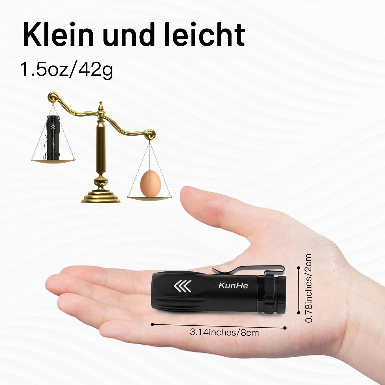 KunHe 20er-Set LED Taschenlampe aufladbar Mini Taschenlampen Set 300 Lumen mit Clip Aluminium USB-C kleine Taschenlampe für Camping Outdoor Notfall kompakt und tragbar