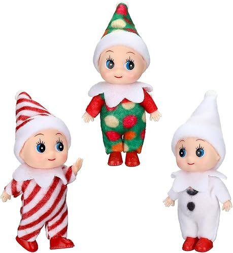 3 piezas de muñecos pequeños de Navidad, gemelos en miniatura rojos y verdes, regalos para recién nacidos, rellenos de calcetines para Año Nuevo,