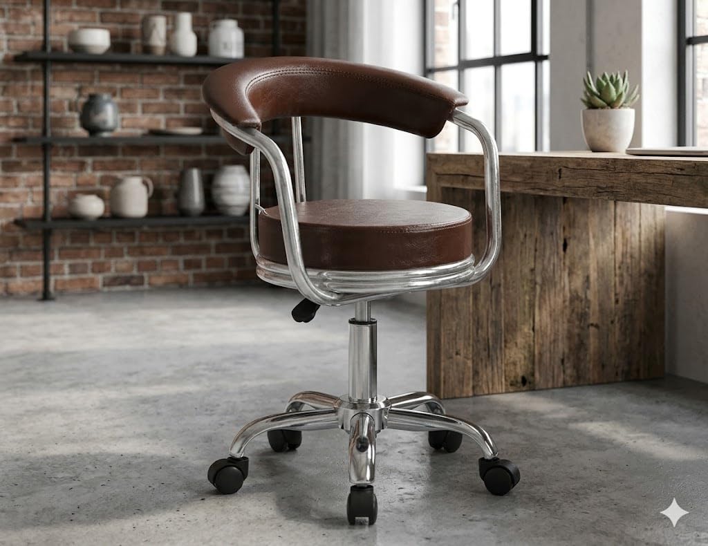 Modern Magam Bar Stool with 360° Swivel | Height Adjustable Bar Chair | Counter Stool & High Chairs | Comfortable for Home, Office, Restaurant Bar, Café & Cash Counter - (Brown)-image-9