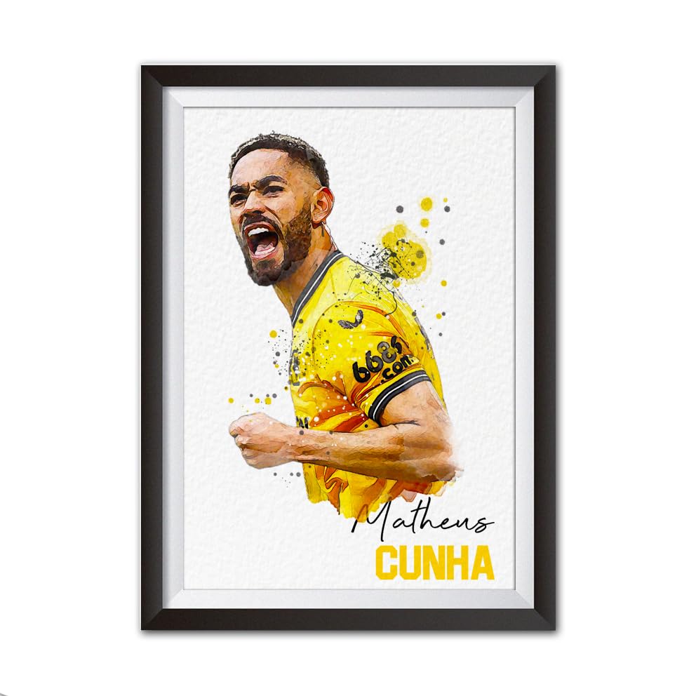 Matheus Cunha Wolverhampton Wanderers Watercolour Style Print | Football Art | Wolves FC Gift