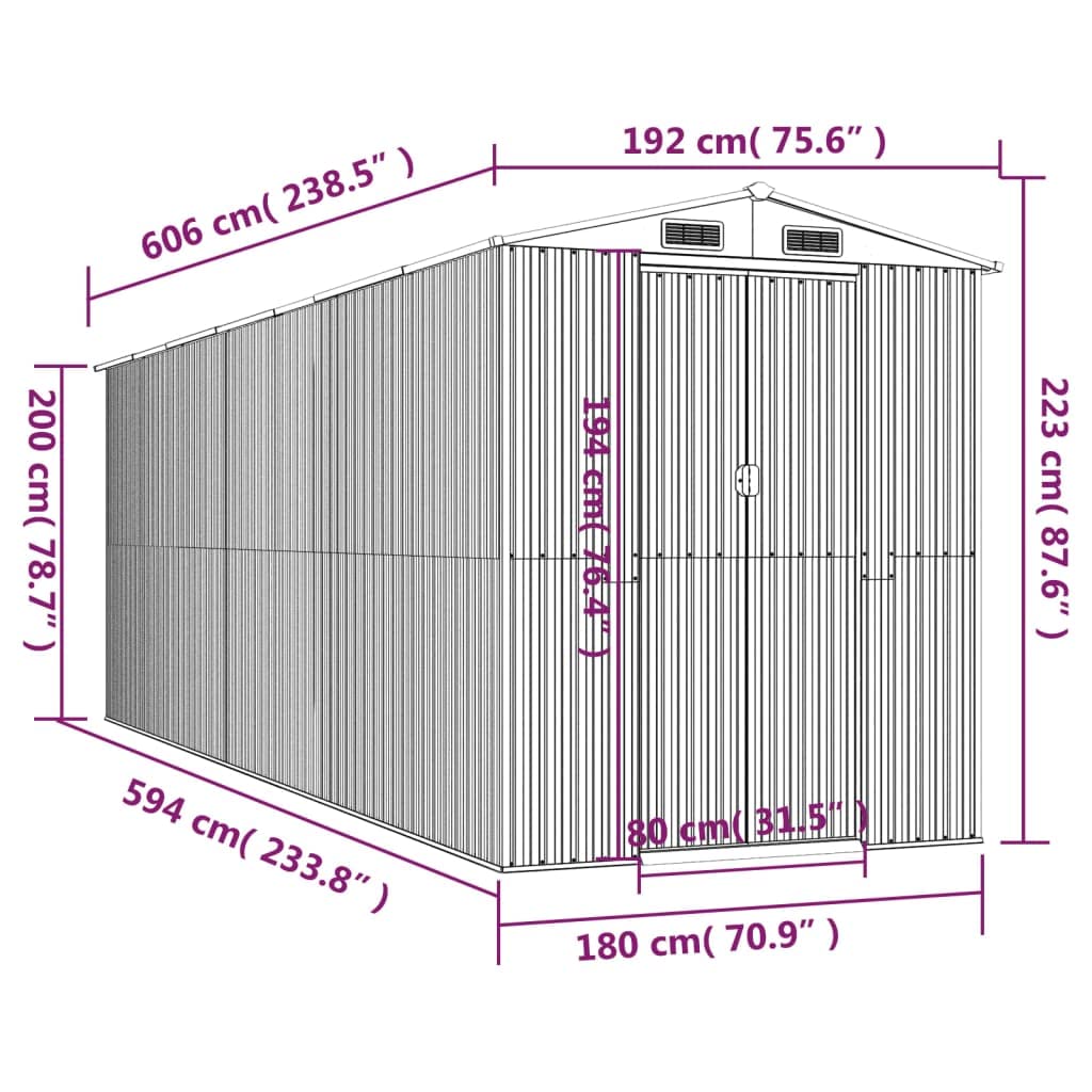 Générique Abri de Jardin Marron foncé 192x606x223 cm Acier galvanisé,Maison & Jardin,Pelouses & Jardins,Vie en extérieur,Structures extérieures,Cabanes & abris de Jardin,3147465