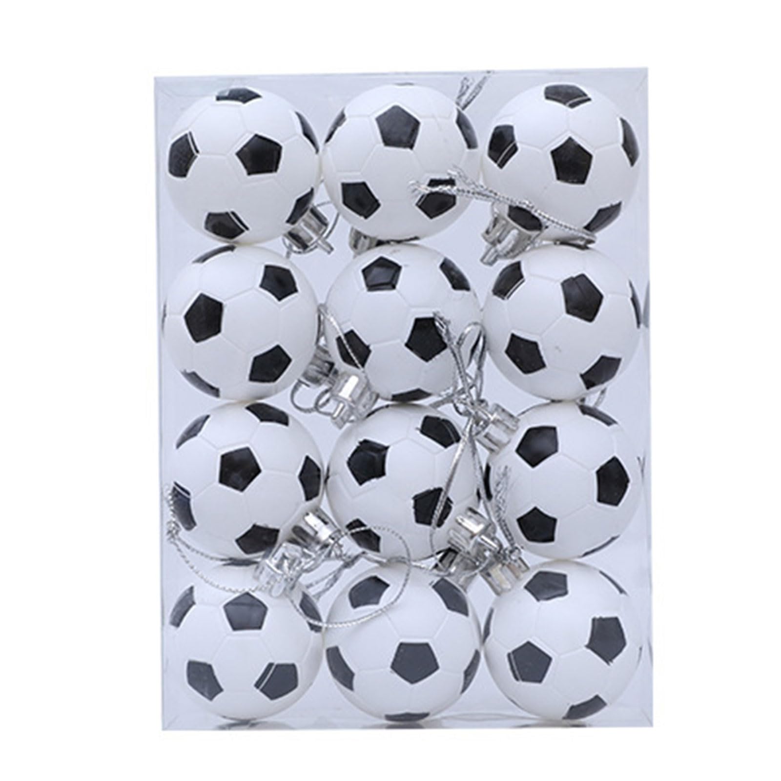 12Pcs Christmas Tree Football Hanging Ornament 4cm Shatterproof Baubles Ball Decoration for Wreath Mantels Ball Ornament
