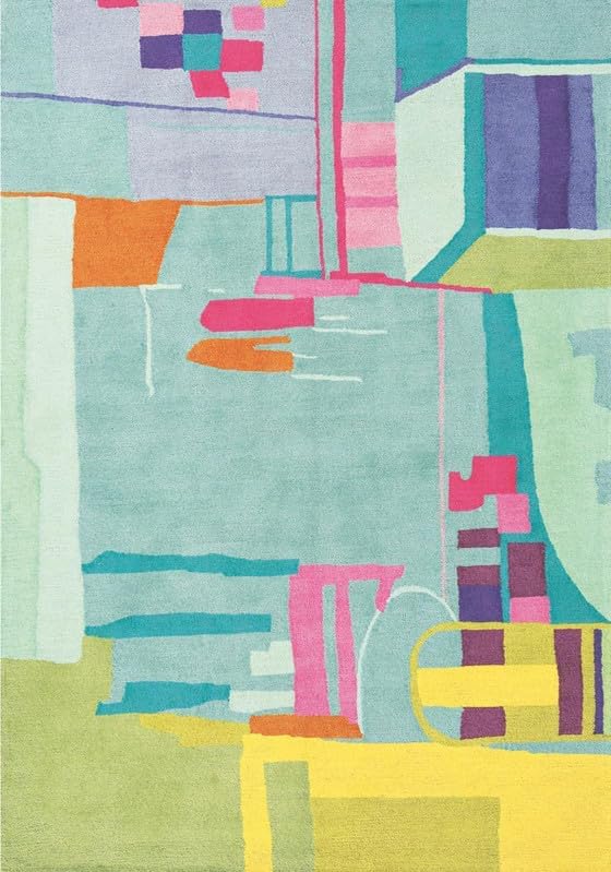 Image of Handmade Premium AFIFA Collection Woollen Rug Loop Pile Floral Hand Tufted Carpet for Living Room Bedroom Drawing Room Hall and Floor 3X5 Size
