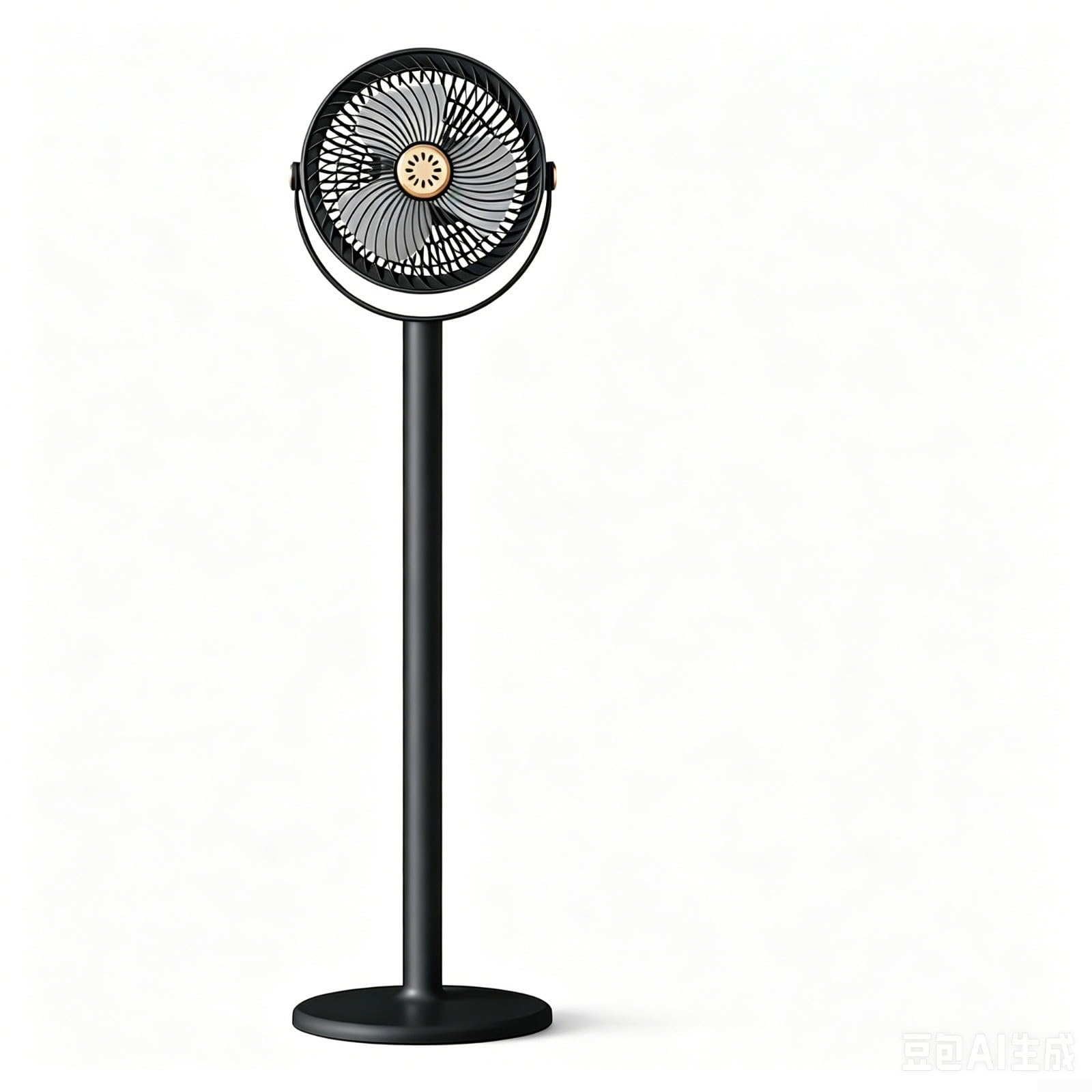Ventilatore da terra ricaricabile a energia solare, 5 velocità, inclinazione a 360 gradi, 4000 mAh, LED RGB per esterni e casa (nero)