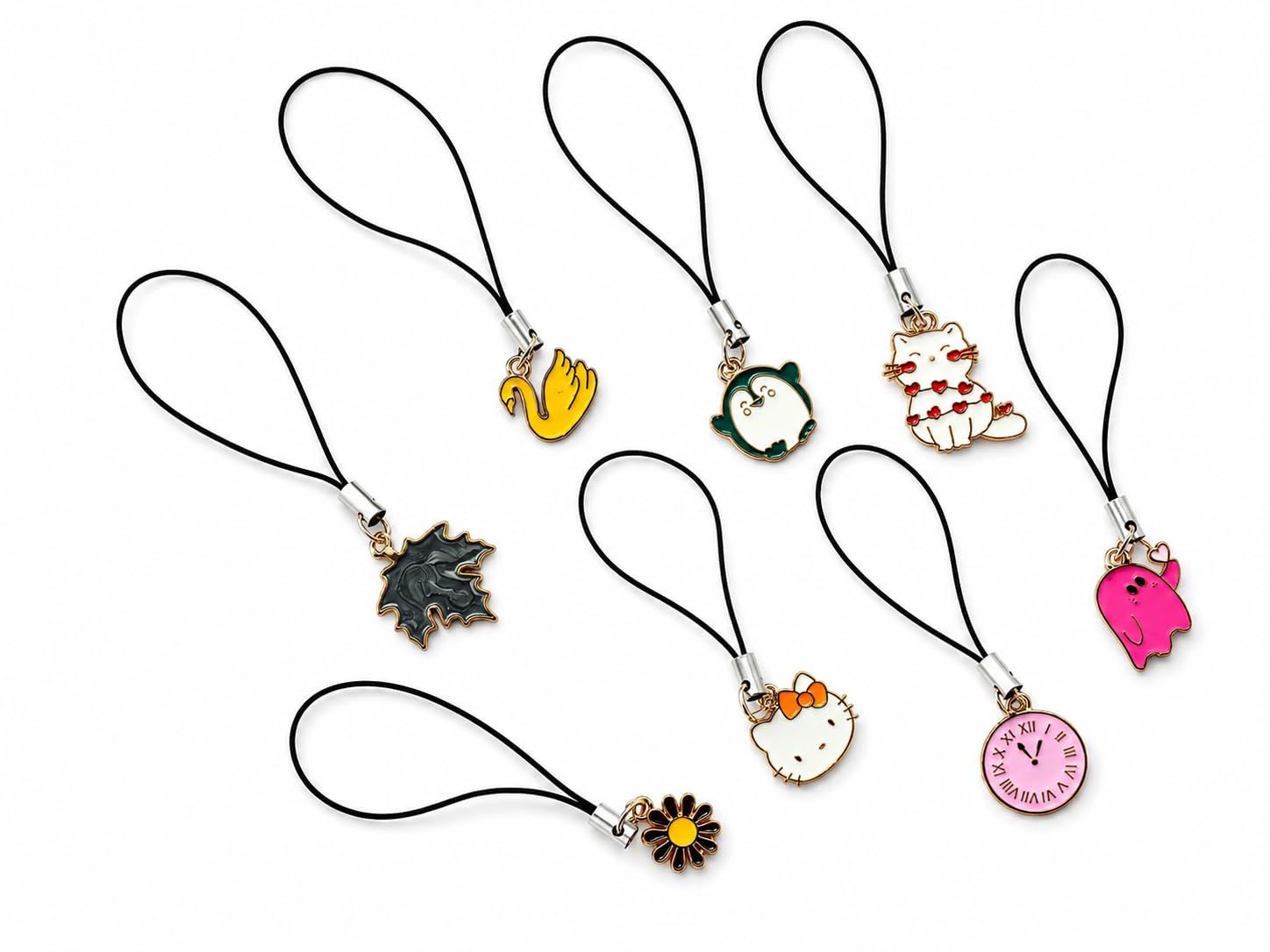 8 PCS Cute Charm Phone Straps with Thread | Colorful Enamel Hanging Charms for Mobile, Bag, Keychain & Pencil Pouch | Gift for Kids, Teens & Girls-image-34