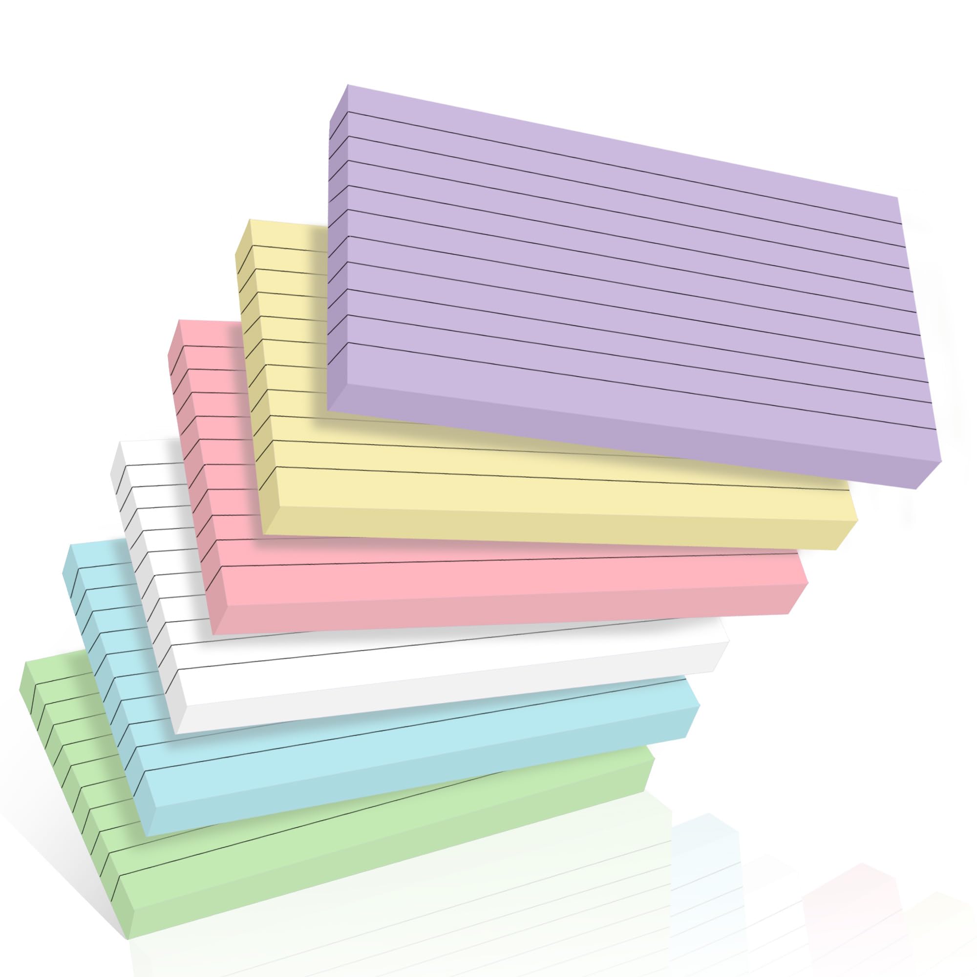 300Pcs Flash Cards 3x5 Record Cards 127 * 76mm Revision Cards Paper Lined Index Crads Assorted Colours for Office Working School Learning