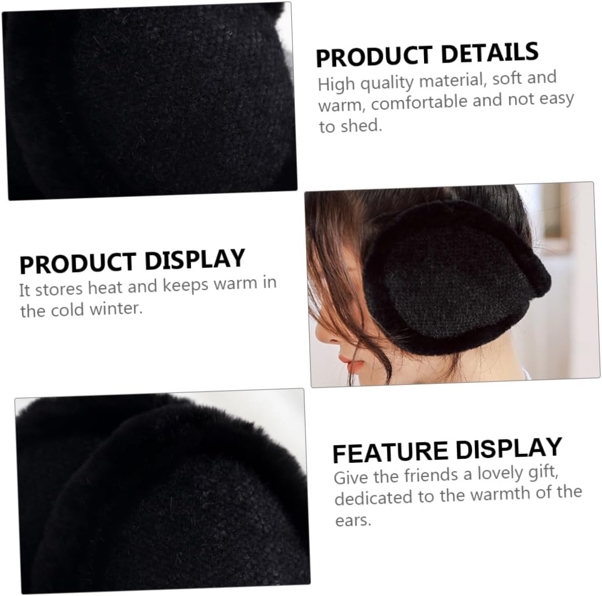 Windproof Winter Earmuffs Plush Ear Warmers Foldable Back-head Ear Protector for Men Women Outdoor Cold Weather