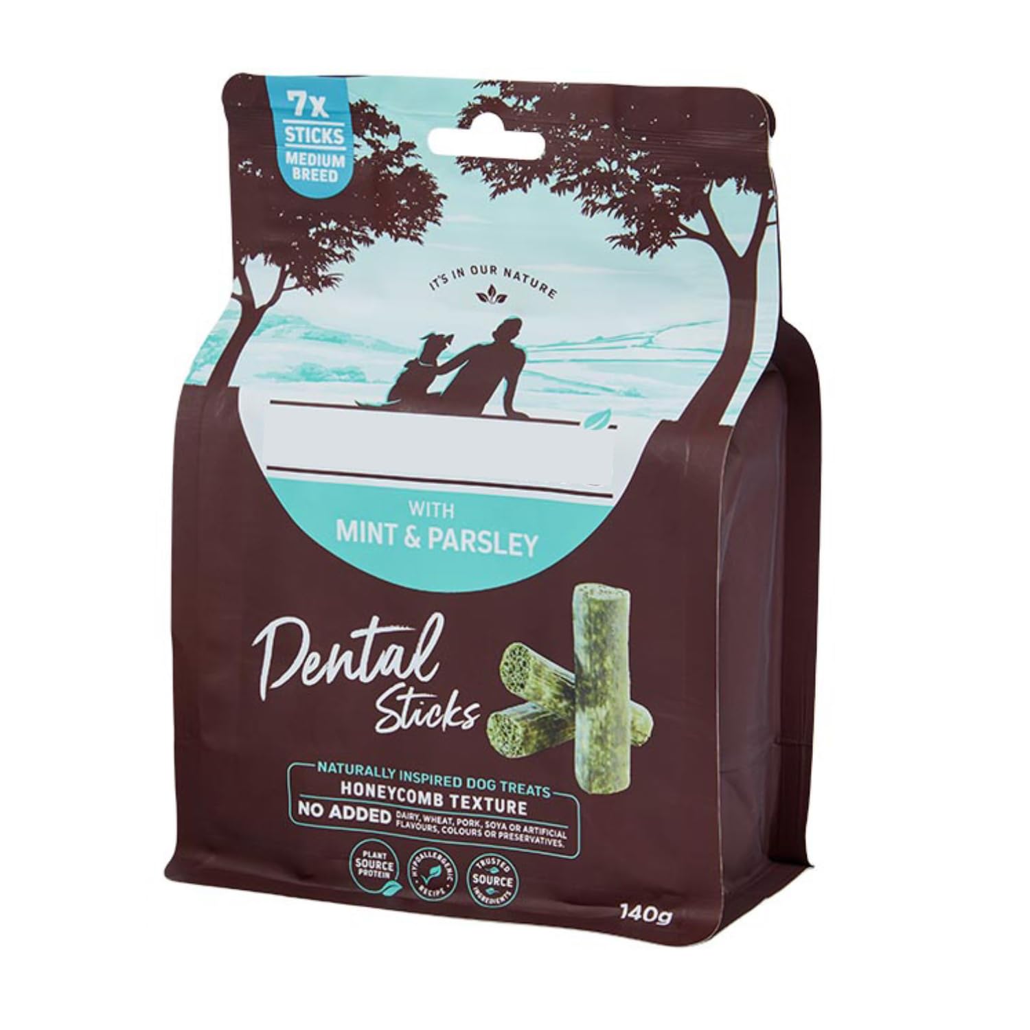 Medium Breed Dog Dental Sticks With Mint & Parsley x7 140g - Hypoallergenic, Vegetarian Recipe Dental Sticks With a Honeycomb Texture for Oral Health, Mint and Parsley for Fresh Breath