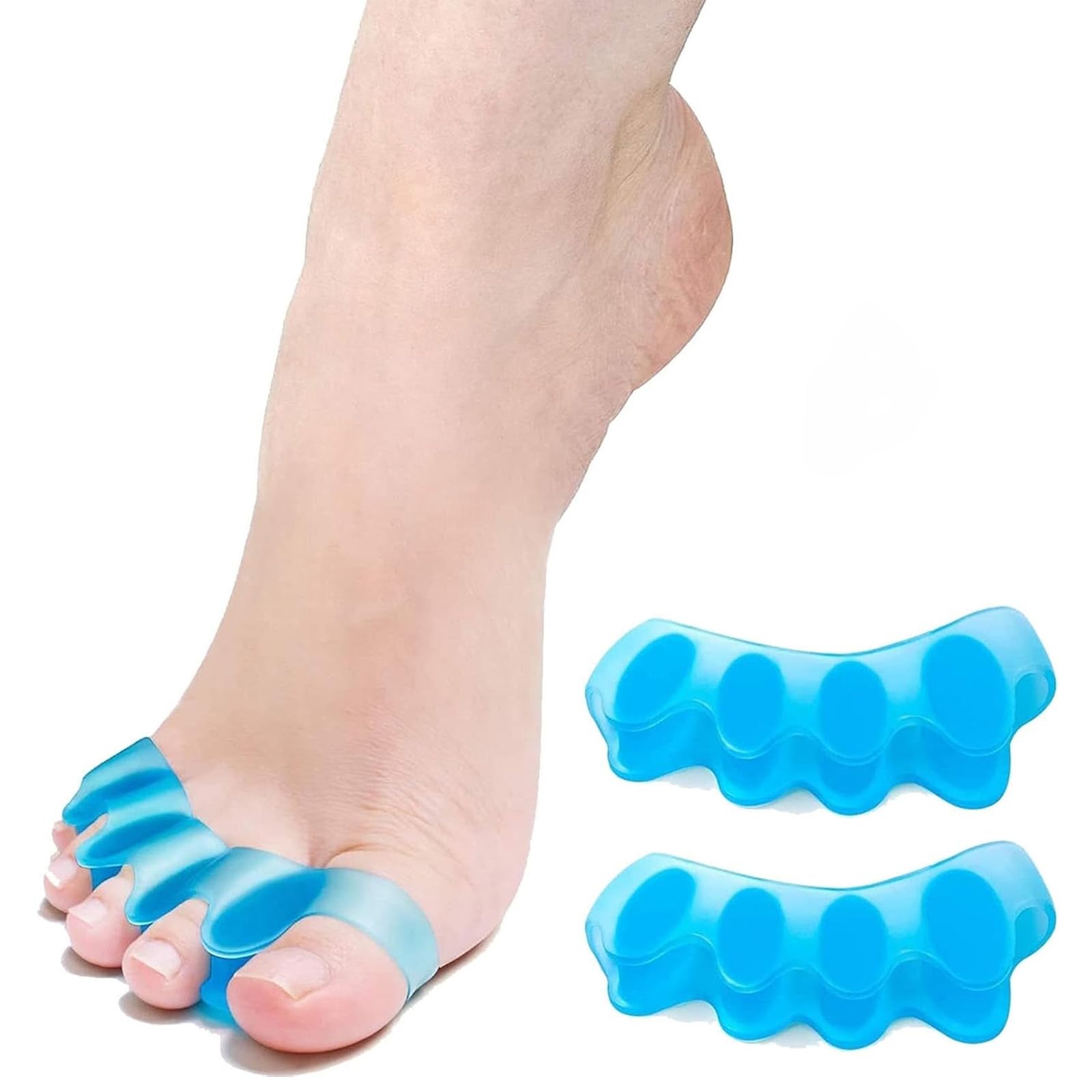 Separador de dedos, corrector de dedo gordo de silicona, alivia el dolor de pies, dedos en martillo, juanetes y dedos rizados, 1 par de separadores de dedos ajustables negros tanto para hombres como