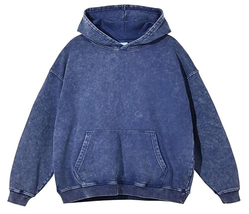 Men's Oversized Acid Wash Hoodie Baggy Pullover Sweatshirt Streetwear Mens