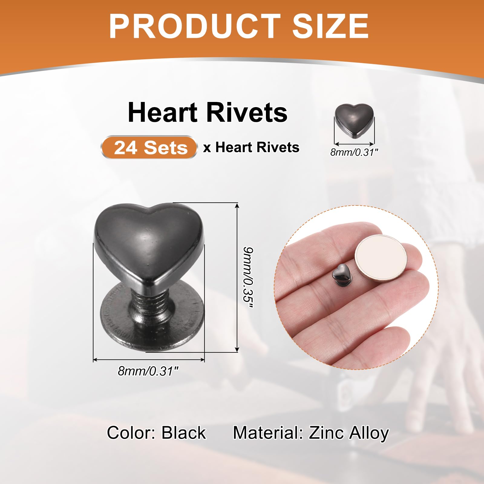 PATIKIL 8mm Heart Rivets - Image 2