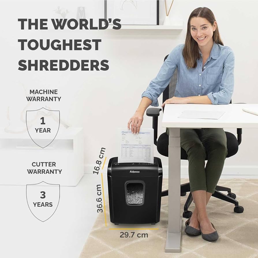 Fellowes Powershred 4602201 M-6C 6 Sheet Cross Cut Personal Shredder