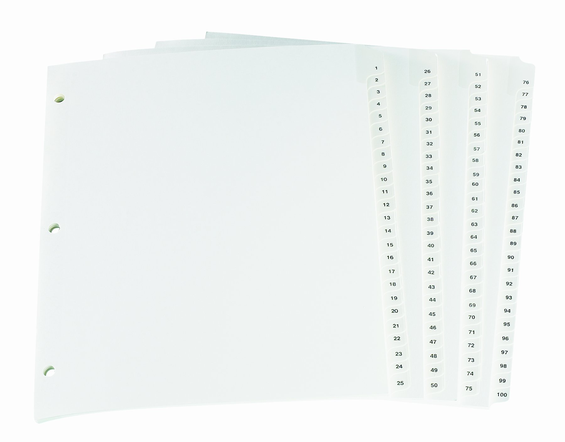 Oxford Binder Dividers, Preprinted Tabs 1-100, Letter Size, Bold Dual-Sided Numbers, 1/2" Extended Tabs, Reinforced Edges, 3-Hole Punched, White, for Manuals, Office Files, and Sch image 2