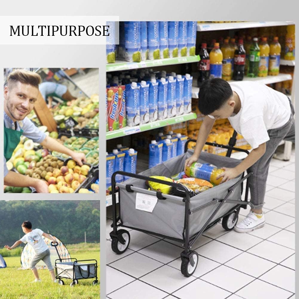 Portable Camping Cart,Push and Pu Folding Wagon with Canopy A-Field Coapsible Beach Wagon Outdoor Garden Cart Portable Hand Cart for Grocery ping Picnic Yard