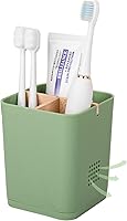 Vista 17 de Soporte para cepillo de dientes eléctrico de 3 ranuras con divisores de bambú para baños, organizador de cepillo de dientes y pasta de dientes