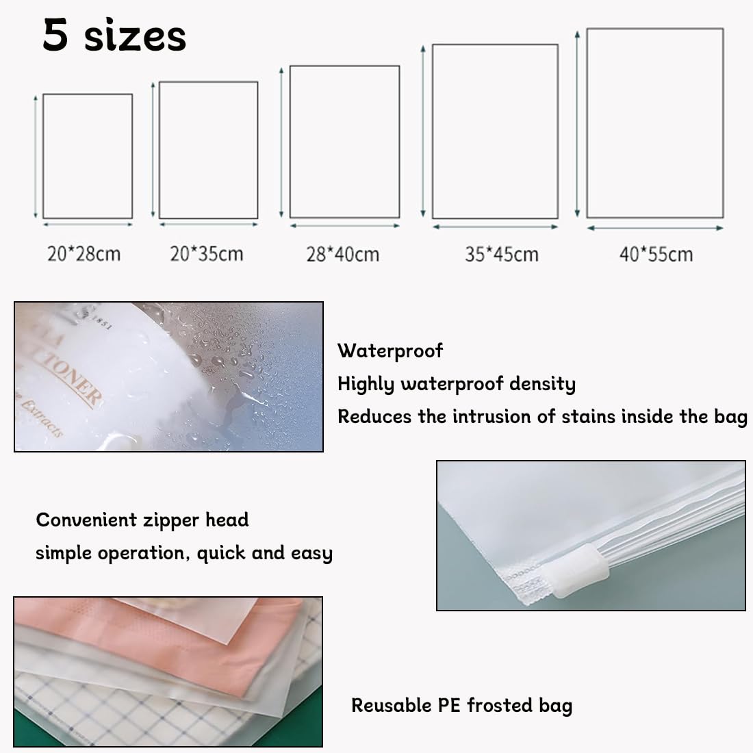 Sacchetti Viaggio Impermeabili KEYRI - 20 Pezzi | 2 Misure Per Vestiti E Accessori | Design Floreale - Foto 8