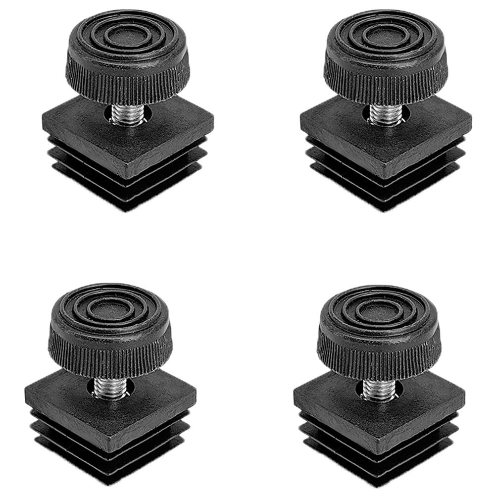 4PCS Adjustable Leveling Feet 30 x 30mm Square Tube Insert Kits Chair Leg End Caps with Adjust Thread for Furniture Feet, Black