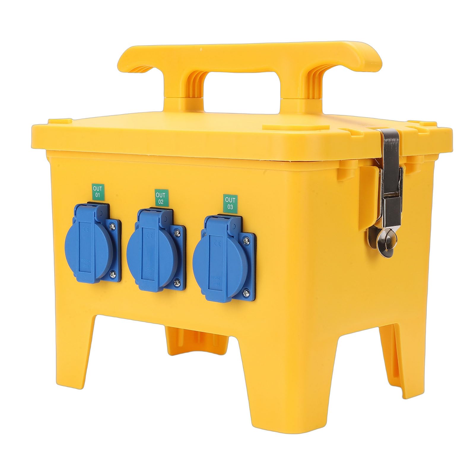 Jectse Scatola di Distribuzione Dell'energia Portatile Resistente All'acqua con 6 Prese per Cantiere, Scatola Elettrica IP65 Gialla in Materiale ABS Premium per Cantiere